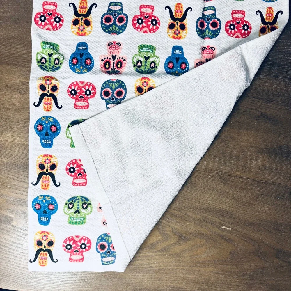 NEW Day of the Dead Sugar Skull Kitchen Towel Tea Towel‎ Cotton 18 x 27 MEXICANA